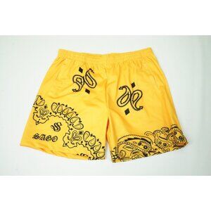 Sago 93/94 Bright Yellow Black Paisley Mesh Shorts OG Sz XL